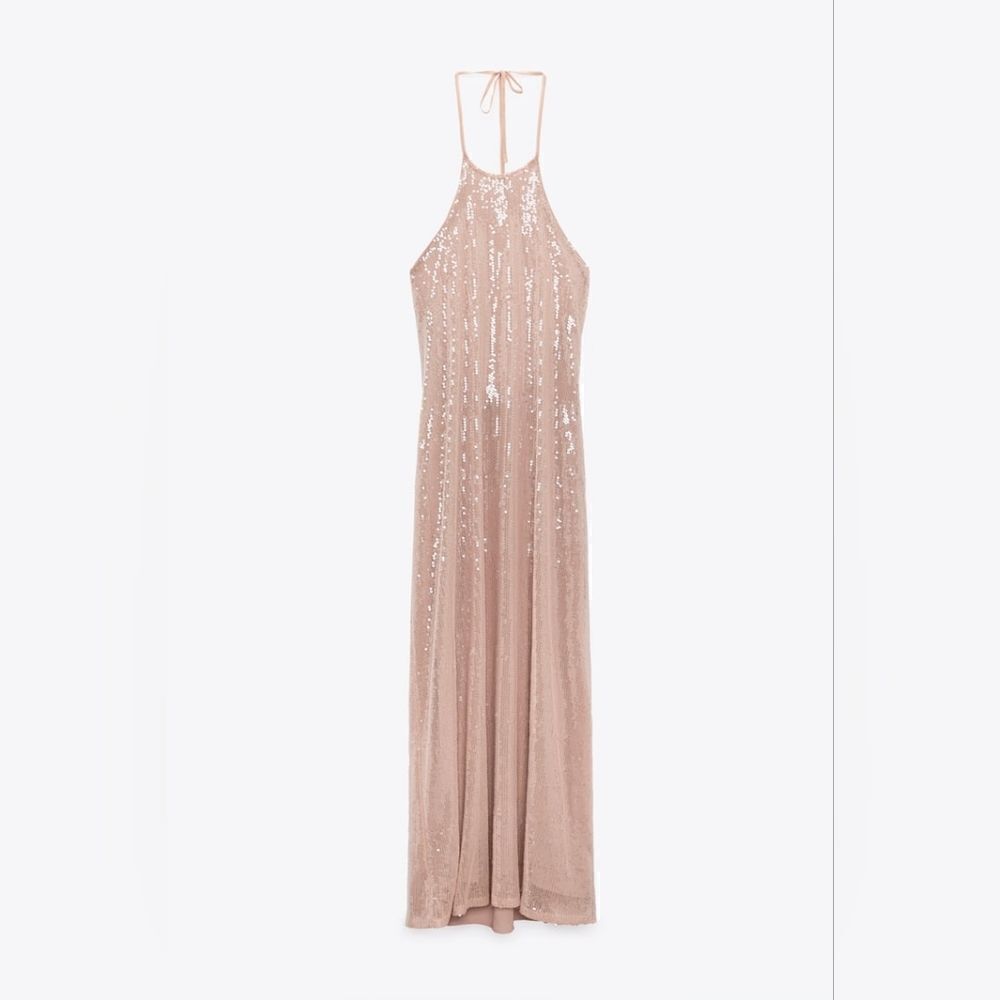 ZARA SEQUIN HALTER DRESS - Picture 5 of 9